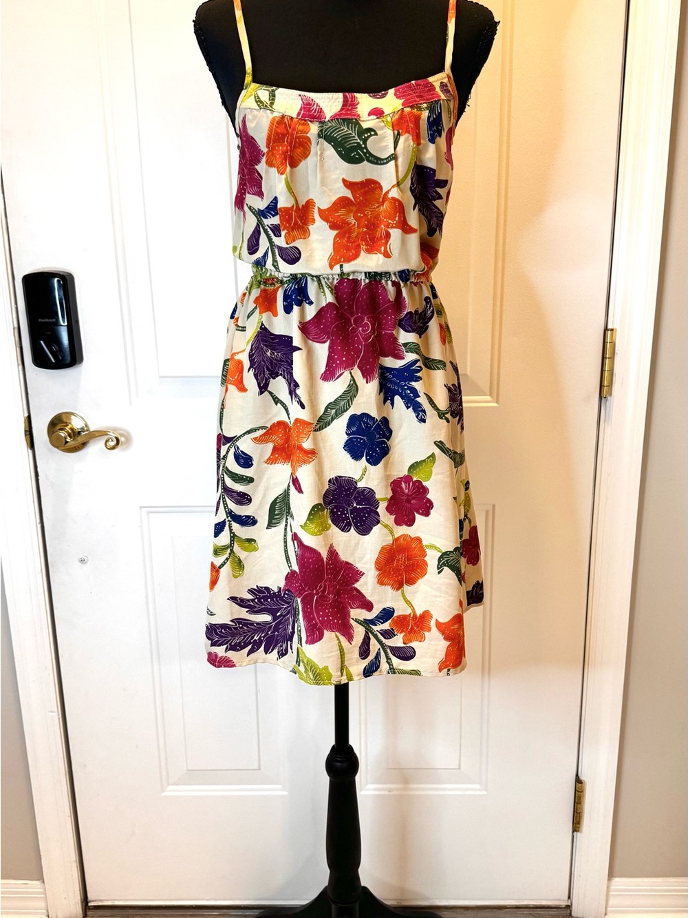 Willow & Clay Cream Spaghetti-Strap Mini Dress with Multicolor Floral Print
